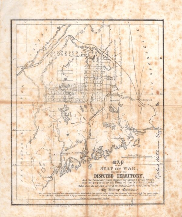 An 1839 map depicting the the contested New-Brunswick Maine border. Charlotte County Archives, MC 226.